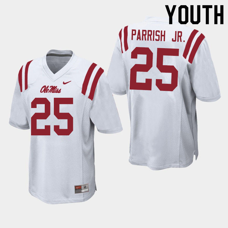 Henry Parrish Jr. Ole Miss Rebels NCAA Youth White #25 Stitched Limited College Football Jersey AVJ5358EN